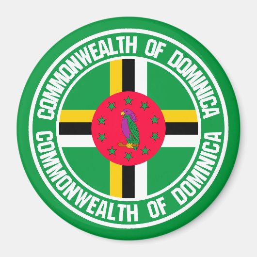 Dominica Round Emblem Magneet (Voorkant)