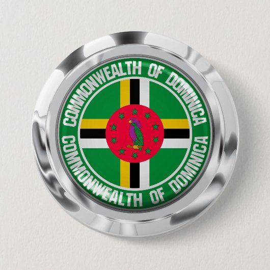 Dominica Round Emblem Ronde Button 7,6 Cm (Voorkant)
