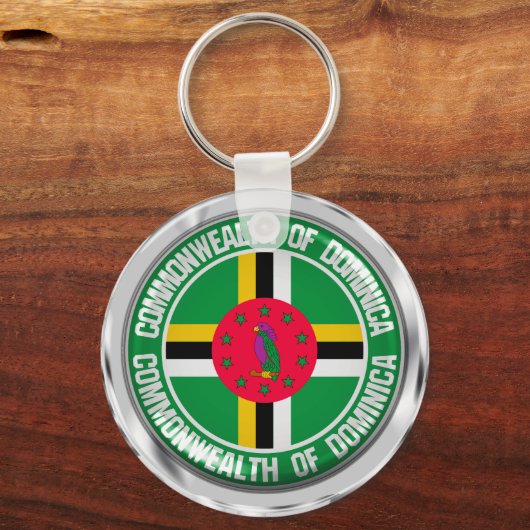 Dominica Round Emblem Sleutelhanger (Voorkant)