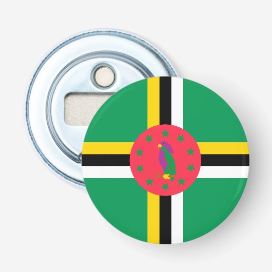 Dominica-vlag Button Flesopener (Voorkant)
