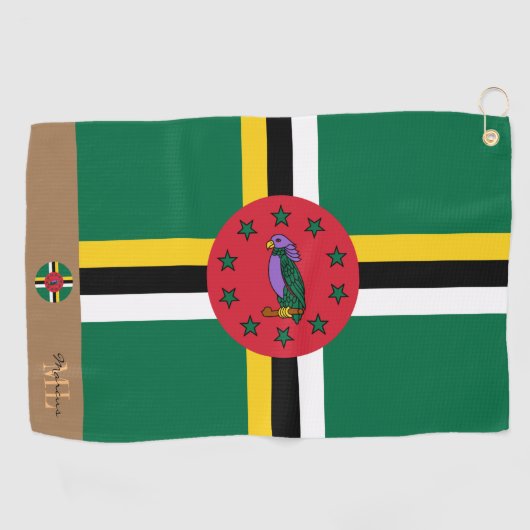 Dominica vlag & Dominica monogrammed Golf handdoek (Horizontaal)