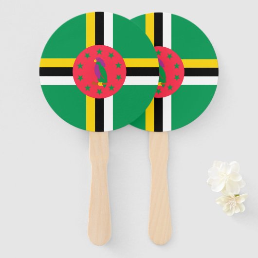 Dominica-vlag Handwaaier (Voorkant en achterkant)