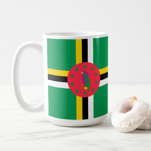 Dominica-vlag Koffiemok (Met donut)