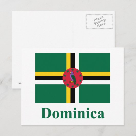 Dominica-vlag met naam briefkaart (Voorkant / Achterkant)