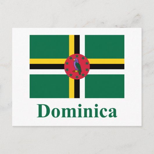 Dominica-vlag met naam briefkaart (Voorkant)