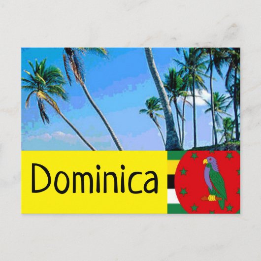 Dominica-vlag met tropische palmbomen briefkaart (Voorkant)