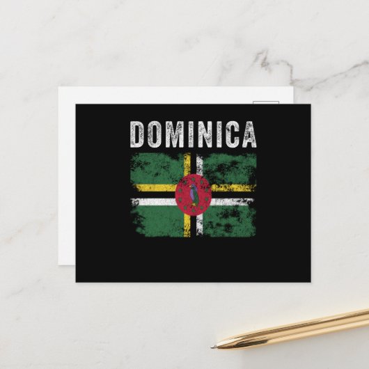 Dominica - vlag Onderdruk Dominicaanse vlag Briefkaart (Voorkant / Achterkant in situ)