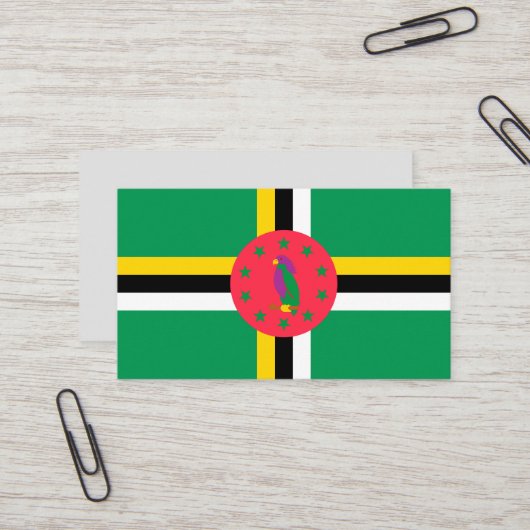 Dominica-vlag Visitekaartje (Voorkant / Achterkant in situ)