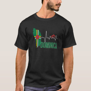 Dominica - vlagplattegrond - hartslag voor de Domi T-shirt