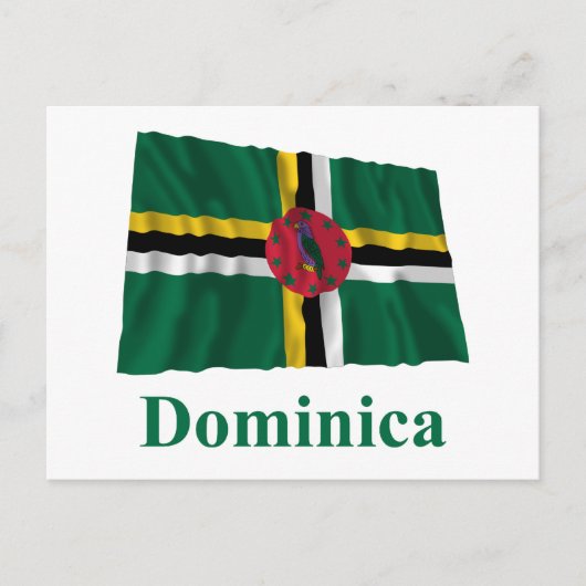 Dominica Waving Flag met naam Briefkaart (Voorkant)