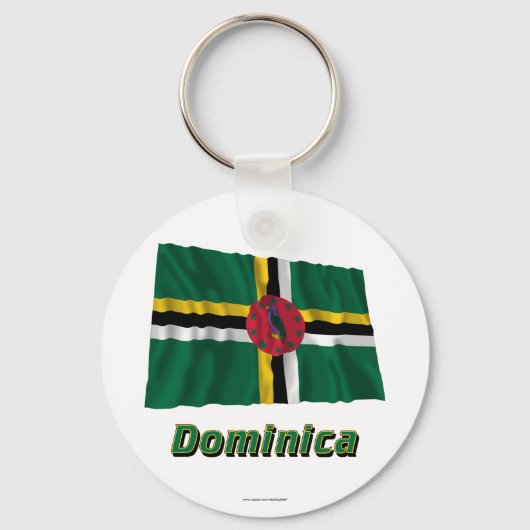 Dominica Waving Flag met naam Sleutelhanger (Voorkant)