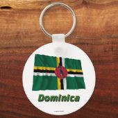 Dominica Waving Flag met naam Sleutelhanger (Voorkant)