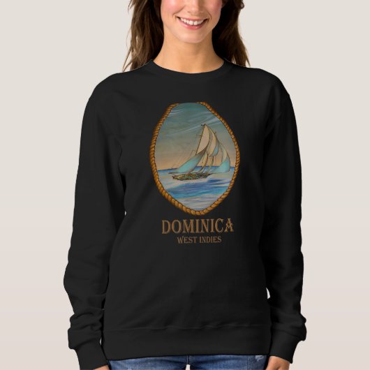 Dominica West Indies  Retro Zeilboot Vacat Trui (Voorkant)