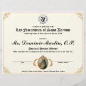 Dominicaans certificaat leggen (Voorkant)