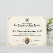 Dominicaans certificaat leggen (Staand voorkant)