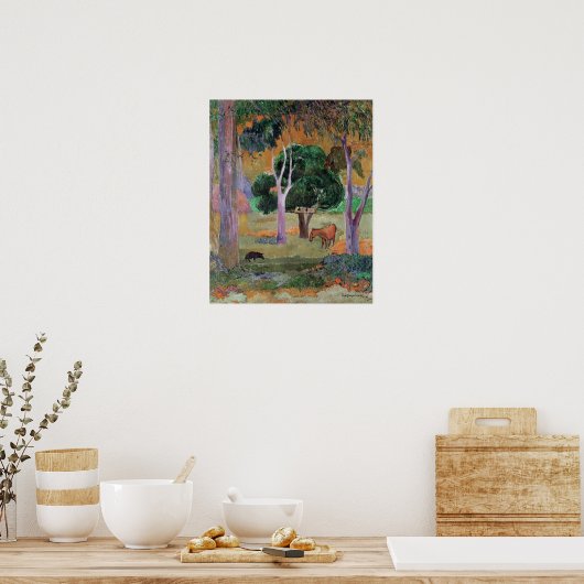 Dominicaans landschap of landschap met een varken poster (Keuken)