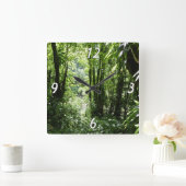 Dominicaans regenwoud II Tropisch groen Vierkante Klok (Huis)