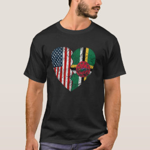 Dominicaanse Amerikaanse Vlag Hart Verenigde State T-shirt