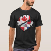 Dominicaanse Canadese handvuurrode rots vlag T-shirt (Voorkant)
