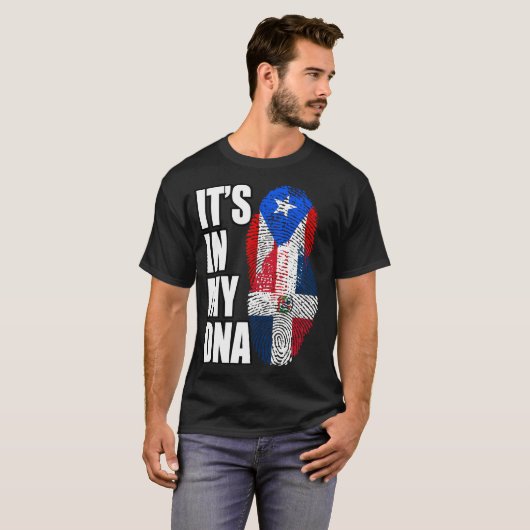 Dominicaanse en Puerto Ricaanse Mix DNA-erfgoed T-shirt (Voorkant volledig)