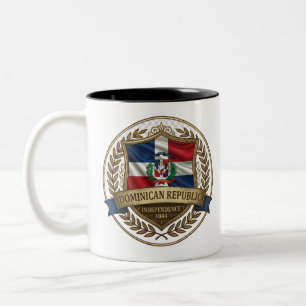 Dominicaanse Erfgoed Crest Caraïbische Trots Tweekleurige Koffiemok