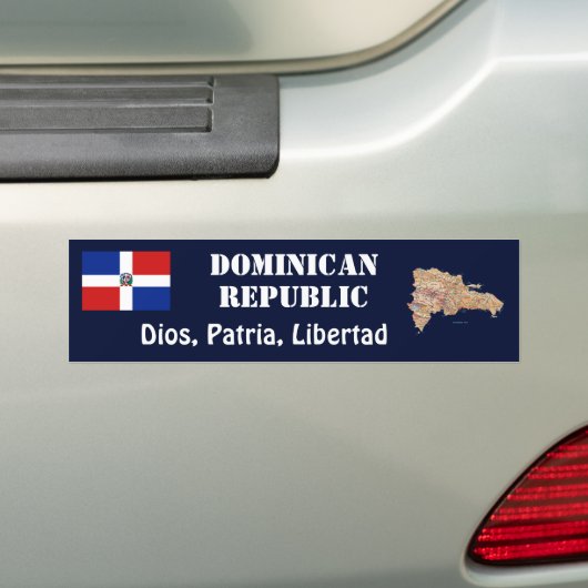 Dominicaanse Rep. Flag + Map Bumpersticker (Op auto)