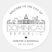 Dominicaanse Rep. Skyline | Welkomstbericht voor b Ronde Sticker (Voorkant)