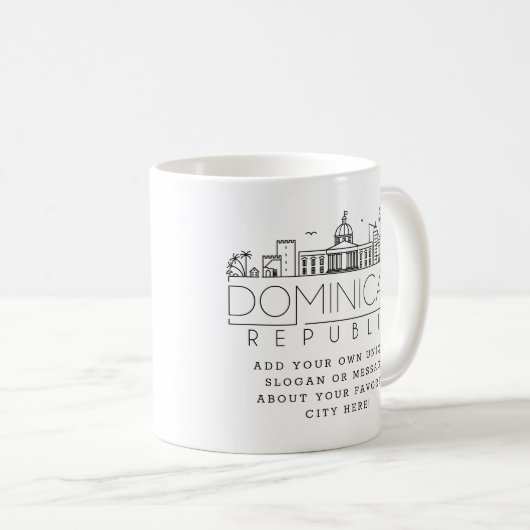 Dominicaanse Rep. Stylized Skyline | Aangepaste sl Koffiemok (Voorkant rechts)