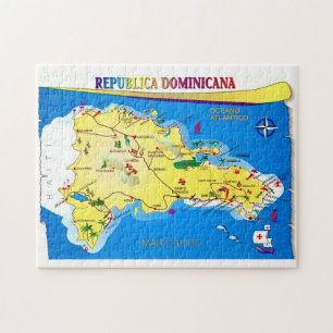 Dominicaanse Republiek 11x14 kaart Legpuzzel