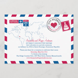 Dominicaanse Republiek Air Mail Post Wedding Recep Kaart