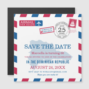 Dominicaanse Republiek Airmail Birthday Celebratio Magnetische Uitnodiging