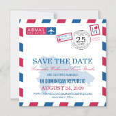 Dominicaanse Republiek Airmail | Save the date Magnetische Uitnodiging (Voorkant)