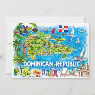 Dominicaanse Republiek Aquarel Reis Kaart Ansichtk