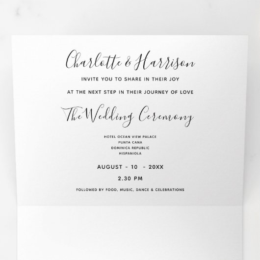 Dominicaanse Republiek bestemming bruiloft Drieluik Uitnodiging (Binnenzijde eerst)