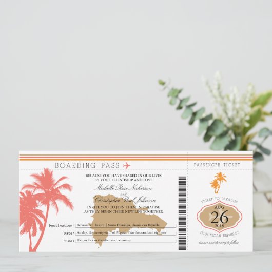 Dominicaanse Republiek Boarding Pass Palmbomen Kaart (Staand voorkant)