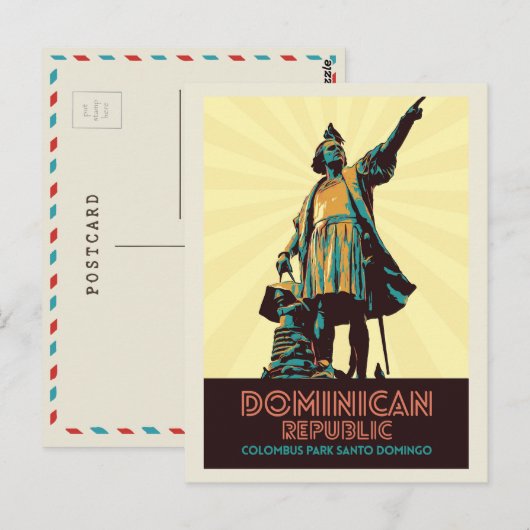 Dominicaanse Republiek, Colombusstandbeeld, Caraïb Briefkaart (Voorkant / Achterkant)