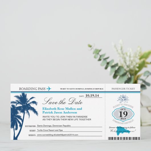 Dominicaanse Republiek die Pass Boarding Save the Save The Date (Staand voorkant)