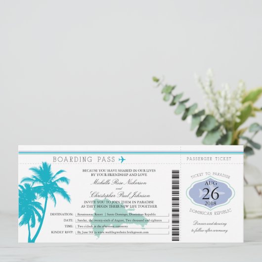 Dominicaanse Republiek die Pass Palm Trees aan boo Kaart (Staand voorkant)