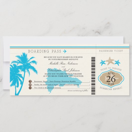 Dominicaanse Republiek die Pass Palm Trees aan boo Kaart (Voorkant)