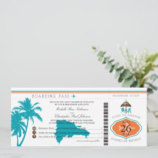 Dominicaanse Republiek die Pass Palm Trees aan boo Kaart (Staand voorkant)