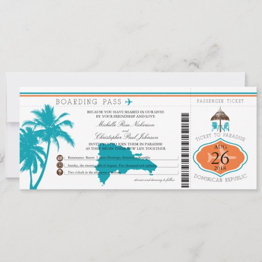 Dominicaanse Republiek die Pass Palm Trees aan boo Kaart (Voorkant)