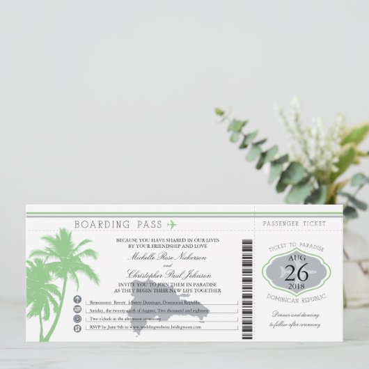 Dominicaanse Republiek die Pass Palm Trees aan boo Kaart (Staand voorkant)