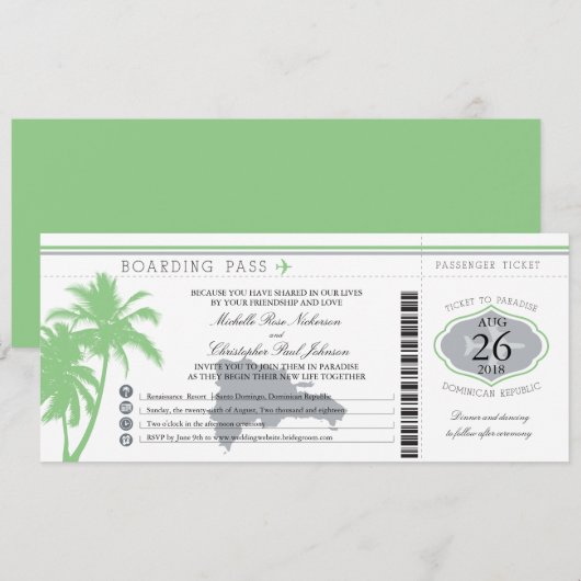 Dominicaanse Republiek die Pass Palm Trees aan boo Kaart (Voorkant / Achterkant)