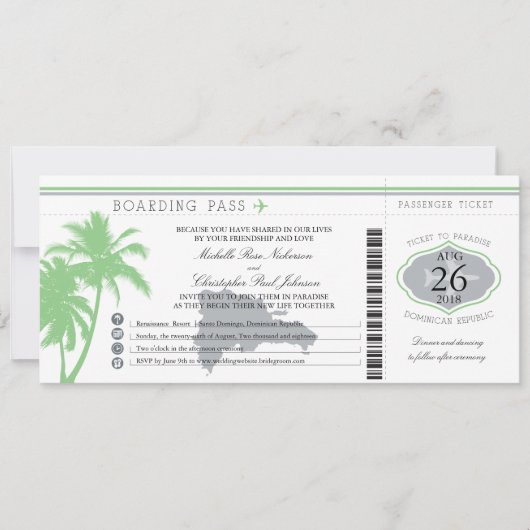 Dominicaanse Republiek die Pass Palm Trees aan boo Kaart (Voorkant)