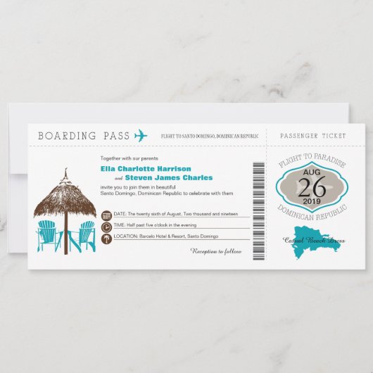 Dominicaanse Republiek die Pass Wedding Kaart (Voorkant)