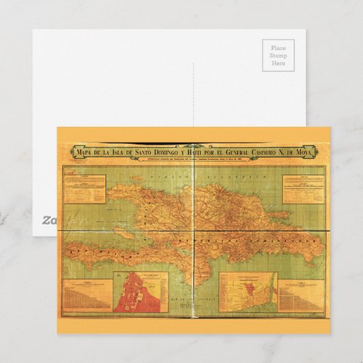 Dominicaanse Republiek en Haïtiaanse kaart (1906) (Voorkant / Achterkant)