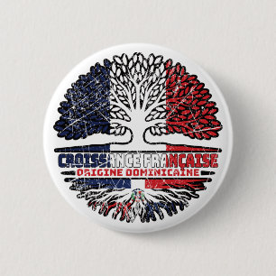 Dominicaanse Republiek Frankrijk - vlag - boomkorr Ronde Button 5,7 Cm