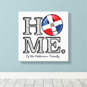 Dominicaanse Republiek glimlachende vlag Housewarm Canvas Afdruk (Insitu (Houten vloer))
