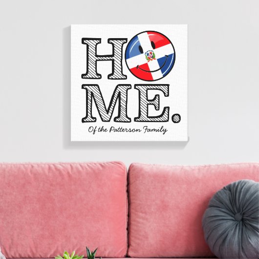 Dominicaanse Republiek glimlachende vlag Housewarm Canvas Afdruk (Insitu (Woonkamer))