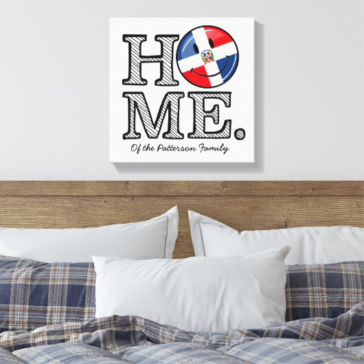 Dominicaanse Republiek glimlachende vlag Housewarm Canvas Afdruk (Insitu (Slaapkamer))